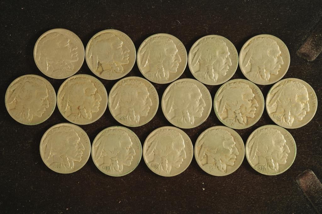 16 FULL DATE BUFFALO NICKELS: 1925-1937 (1 of 2)