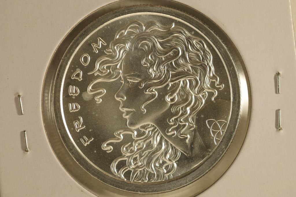 1 TROY OZ .999 FINE SILVER UNC ROUND FREEDOM GIRL (1 of 2)