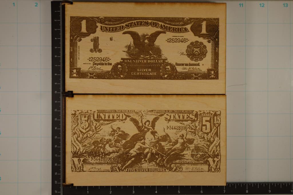 2-CUSTOM ENGRAVED WOODEN MONEY HOLDERS: EACH (1 of 4)