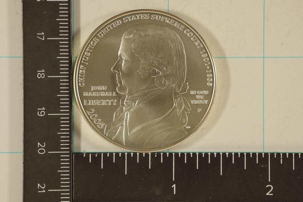 2005-P US UNC SILVER DOLLAR JUSTICE JOHN MARSHALL: IN HARD PLASTIC CAPSULE