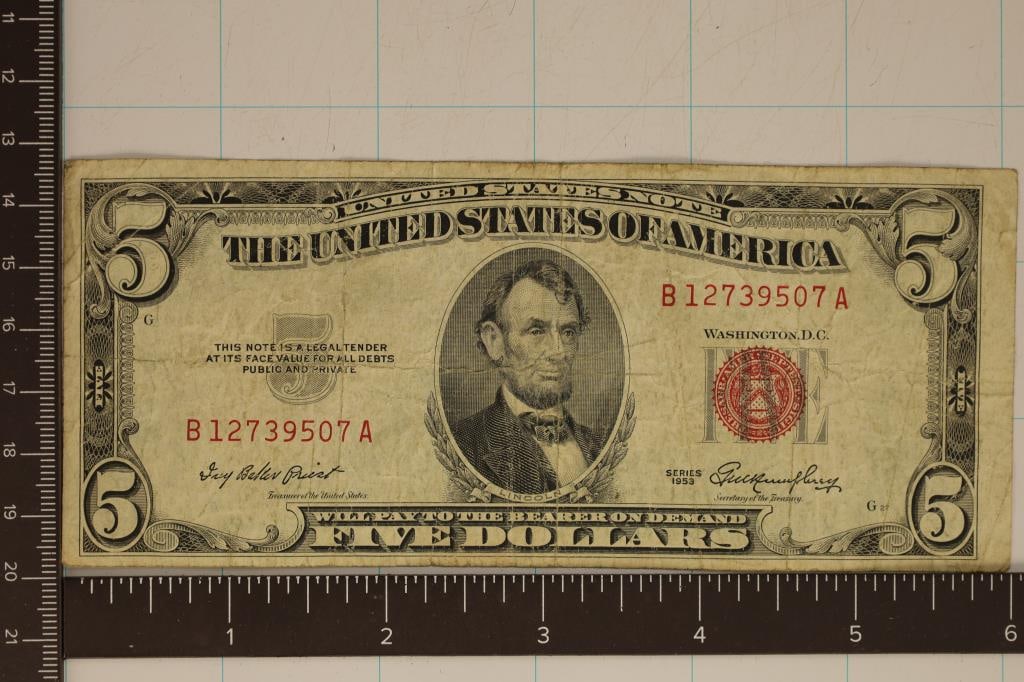 1953 US $5 RED SEAL NOTE (1 of 2)