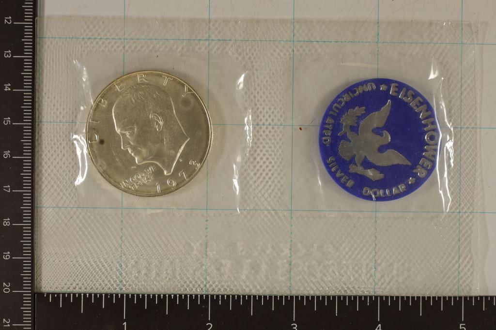 1973-S IKE SILVER DOLLAR (BLUE PACK) NO ENVELOPE (1 of 2)