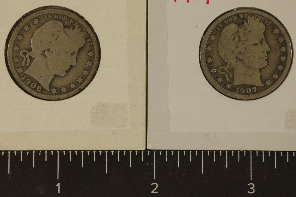 1906 & 1907 SILVER BARBER QUARTERS (1 of 2)