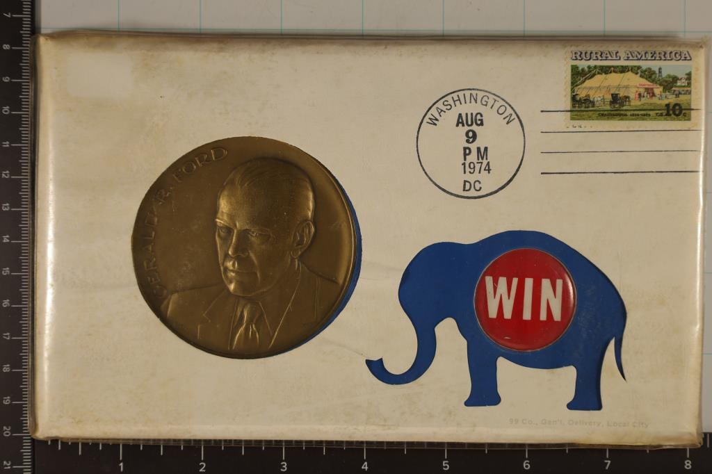 1974 GERALD FORD BRONZE MEDAL IN FDC HIGH RELIEF (1 of 2)