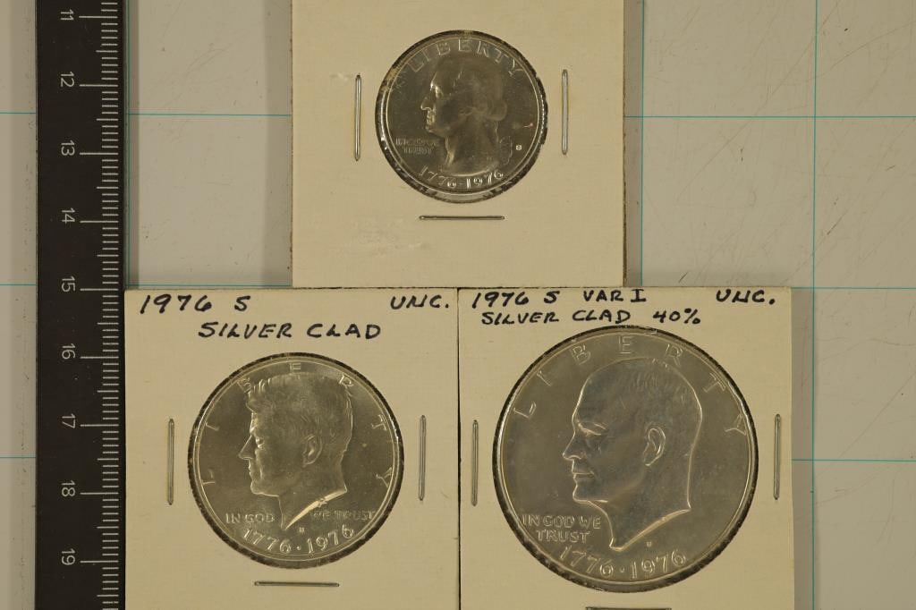 1976-S PROOF SILVER BICENTENNIAL 3 COIN SET: (1 of 2)