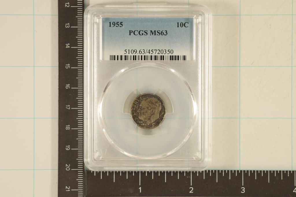 1955 SILVER ROOSEVELT DIME PCGS MS63 (1 of 2)