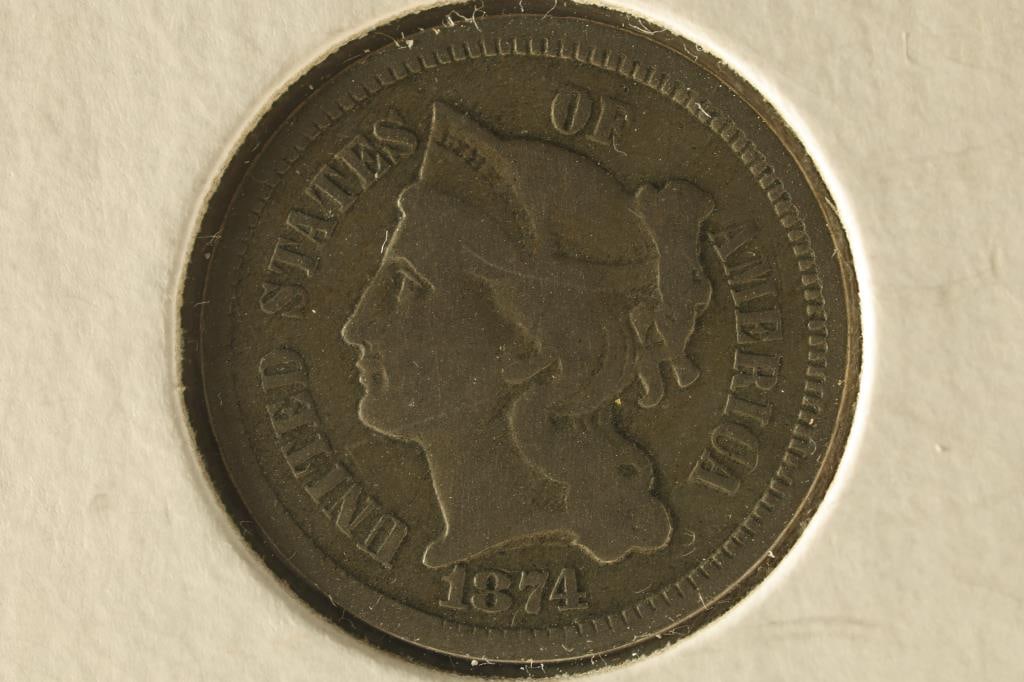 1874 US THREE CENT "NICKEL" (1 of 2)
