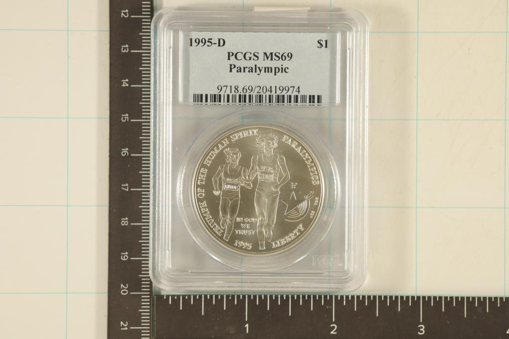 1995-D PARALYMPIC US SILVER DOLLAR PCGS MS69 (1 of 2)