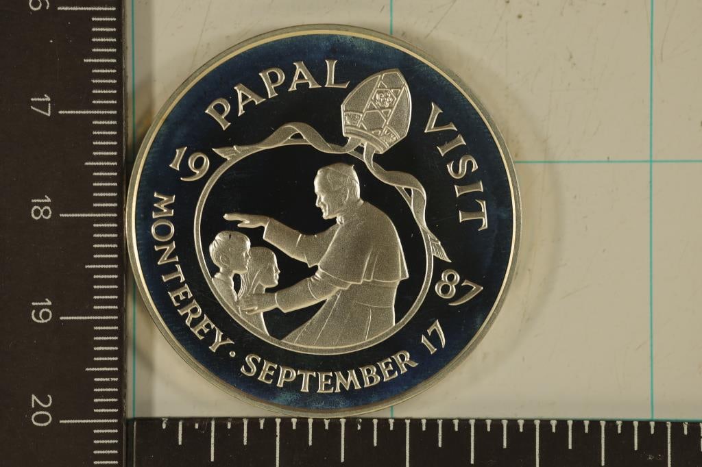 .76 OZ. PF STERLING SILVER 1987 PAPAL VISIT ROUND (1 of 2)