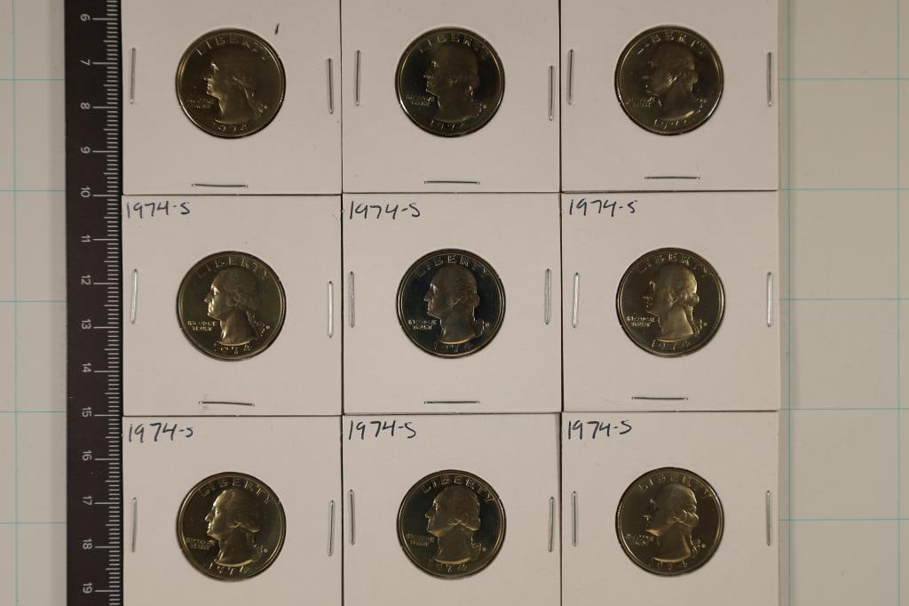 9 1974-S PROOF WASHINGTON QUARTERS (1 of 2)