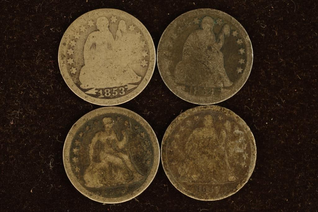1853, 54, 56-O & 1857 SILVER SEATED LIBERTY DIMES (1 of 2)