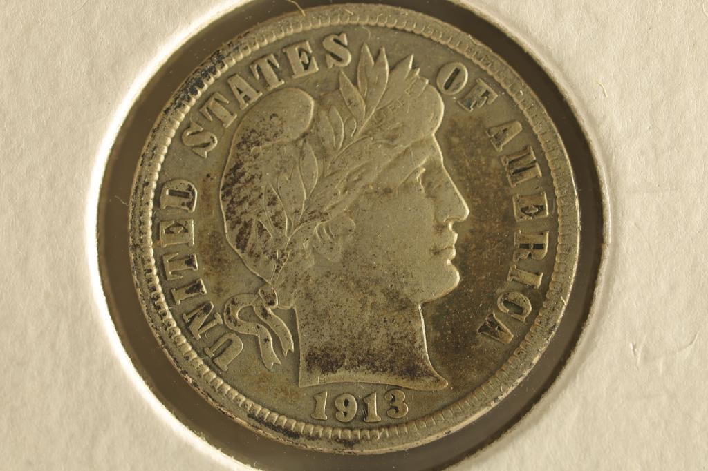 1913 SILVER BARBER DIME (XF) 2025 REDBOOK IS $35 (1 of 2)
