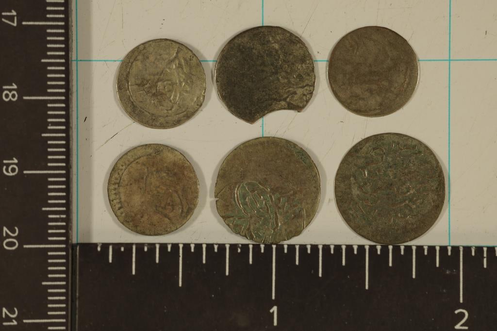 6 SILVER DIME SIZED OTTOMAN EMPIRE PARA COINS: (1 of 2)