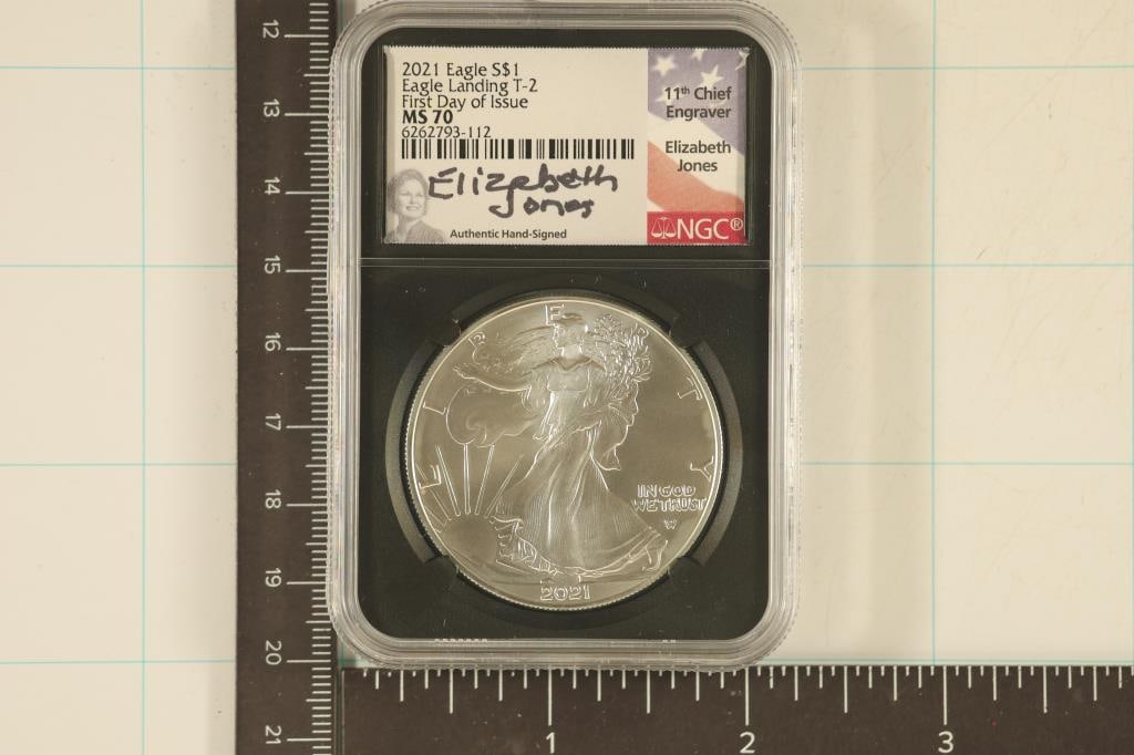 2021 AMERICAN SILVER EAGLE NGC MS70 SIGNED BY (1 of 2)