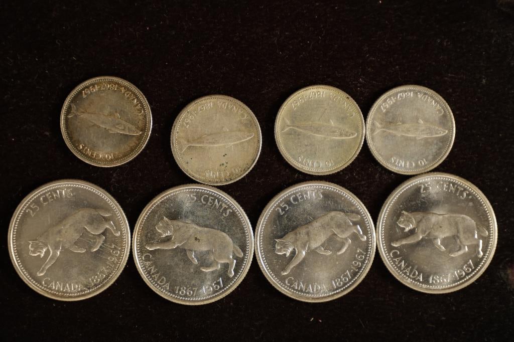 8-1967 CANADA SILVER COINS: 4-10 CENT (AU) .0375 (1 of 2)
