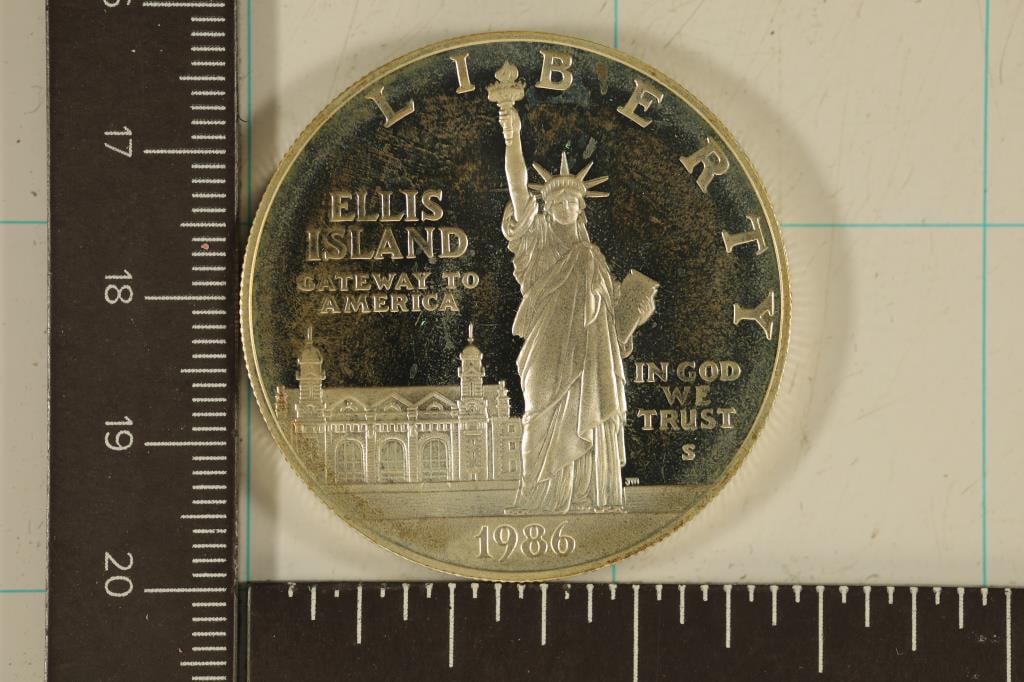 1986-S US PROOF SILVER DOLLAR "LIBERTY" IN HARD: PLASTIC CAPSULE