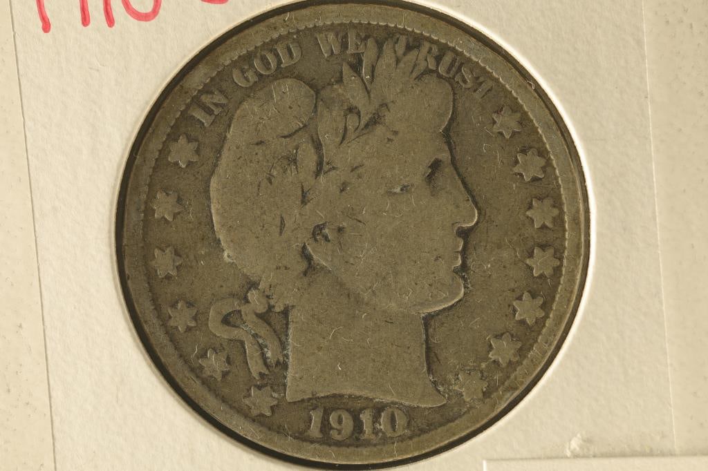 1910-S SILVER BARBER HALF DOLLAR VERY GOOD (1 of 2)
