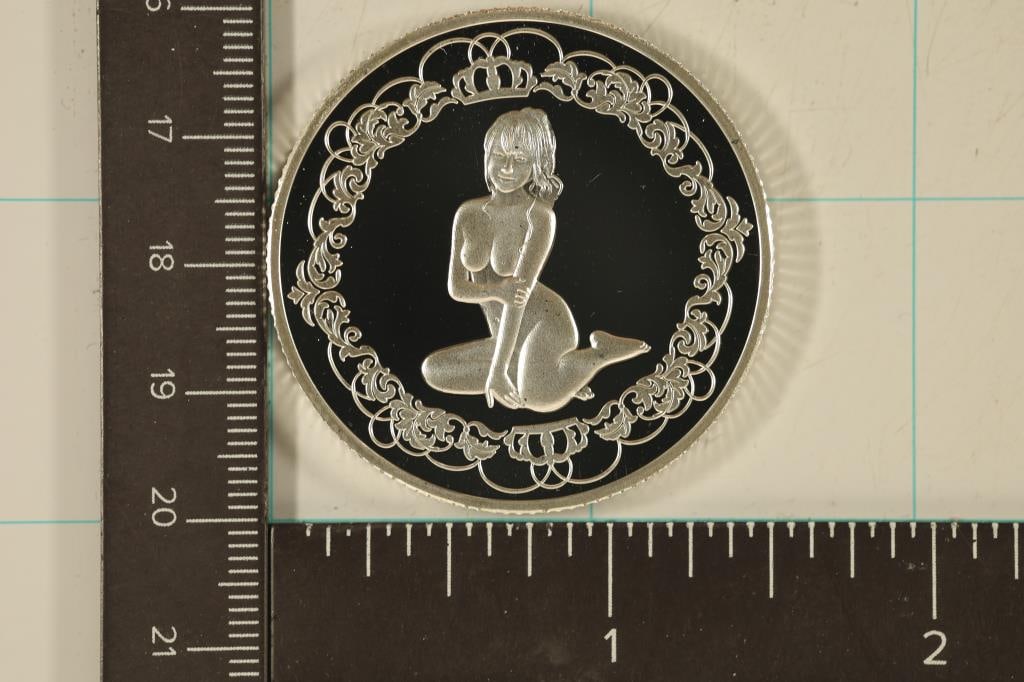 1 TROY OZ .999 FINE SILVER PF ADULT THEMED ROUND, (1 of 2)