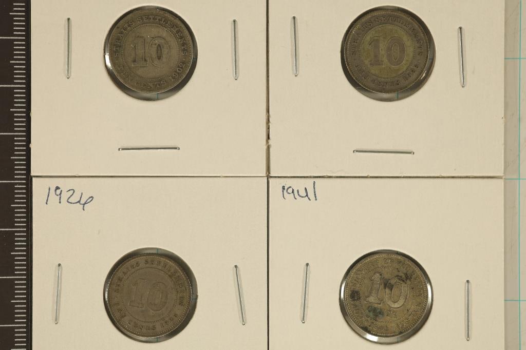 1902, 2-1926 & 1941 STRAITS SETTLEMENTS SILVER 10 (1 of 2)