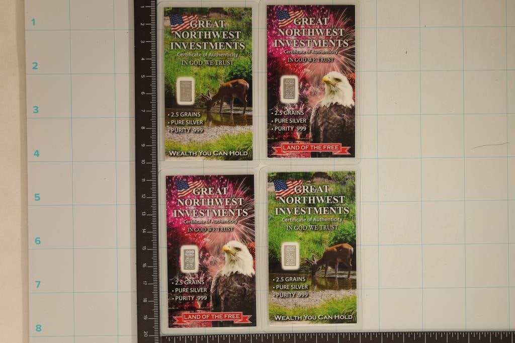 4-2.5 GRAINS (NOT GRAMS) .999 FINE SILVER INGOTS (1 of 2)