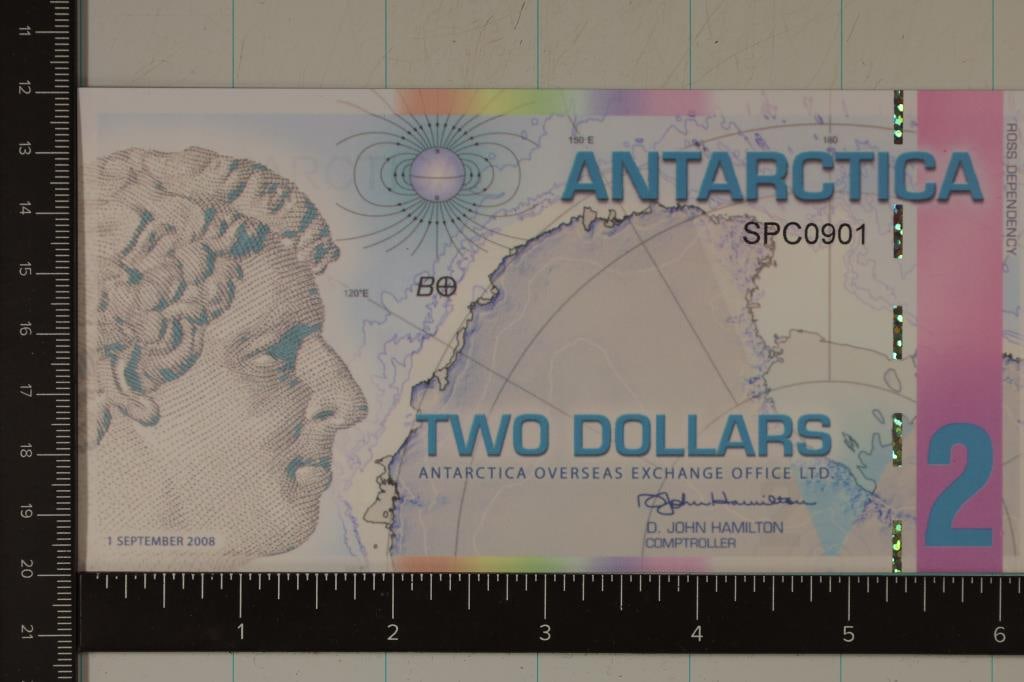 2008 ANTARCTICA $2 CRISP UNC POLYMER COLORIZED (1 of 2)