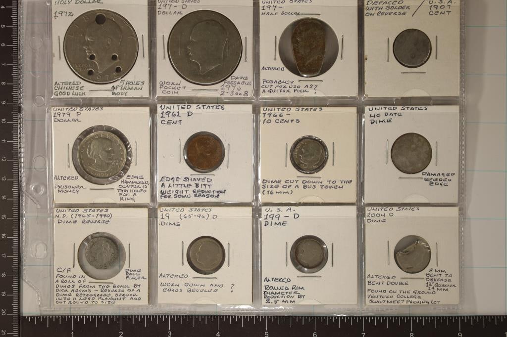 12 ALTERED US COINAGE: 1972 IKE DOLLAR WITH HOLES, (1 of 2)