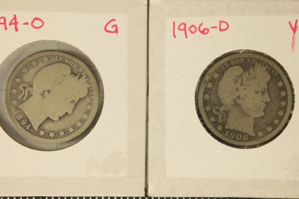 1894-O & 1906-D SILVER BARBER QUARTERS