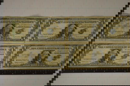 2-1957-A & 2-1957-B US $1 SILVER CERTS, BLUE SEALS