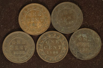 1876-H, 2-1882-H, 1888 & 1897 CANADA LARGE CENTS