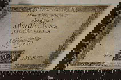 1792 FRANCE 10 LIVRES ASSIGNAT NOTE