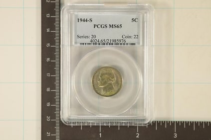 1944-S 35% SILVER JEFFERSON WAR NICKEL PCGS MS65