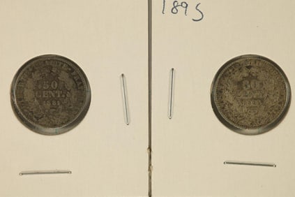 1881-A & 1895-A FRANCE SILVER 50 CENTIMES .1342 OZ