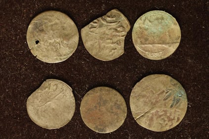 6 SILVER DIME SIZED OTTOMAN EMPIRE PARA COINS: