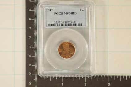 1947 LINCOLN WHEAT CENT PCGS MS64RD