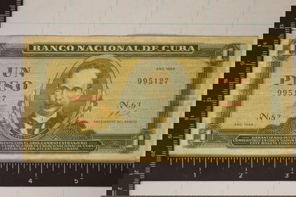 1969 CUBA 1 PESO BILL