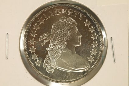 1 TROY OZ .999 FINE SILVER PF ROUND FLOWING HAIR