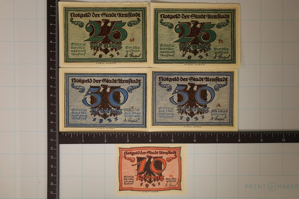 5-1921 GERMAN NOTGELD CRISP UNC BILLS: 1-10 (1 of 2)