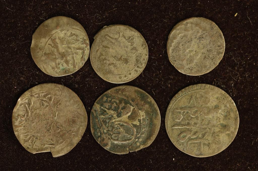 6 SILVER DIME SIZED OTTOMAN EMPIRE PARA COINS: (1 of 2)