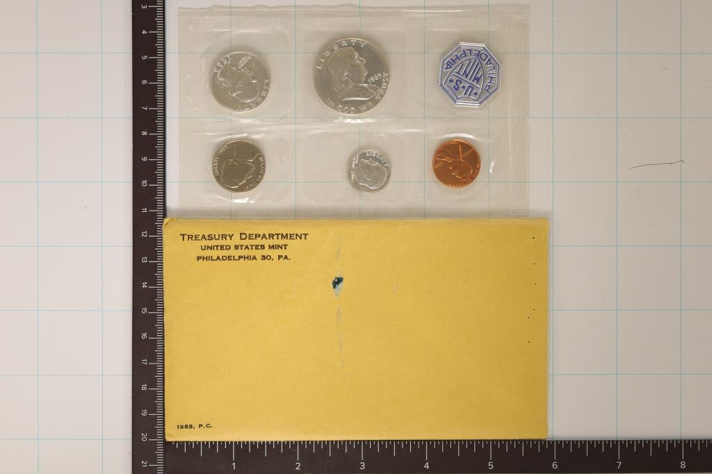 1963 US SILVER PROOF SET (WITH ENVELOPE) (1 of 2)