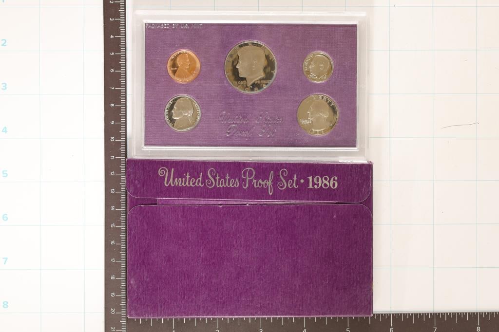 1986 US PROOF SET (WITH BOX): WATCH FOR OUR NEXT AUCTION ON (MONDAY JULY 1ST, 2024) AT 7PM EASTERN TIME. THANKS FOR YOUR BUSINESS.
