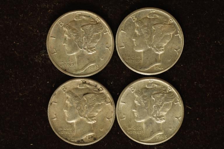 1943, 44-D,44 & 1945 SILVER MERCURY DIMES (1 of 2)