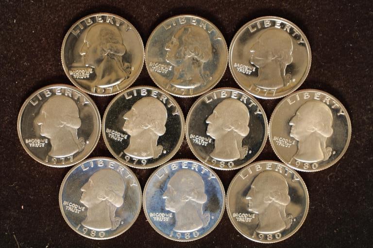 10 PROOF WASHINGTON QUARTERS: 1971-1980 (1 of 2)