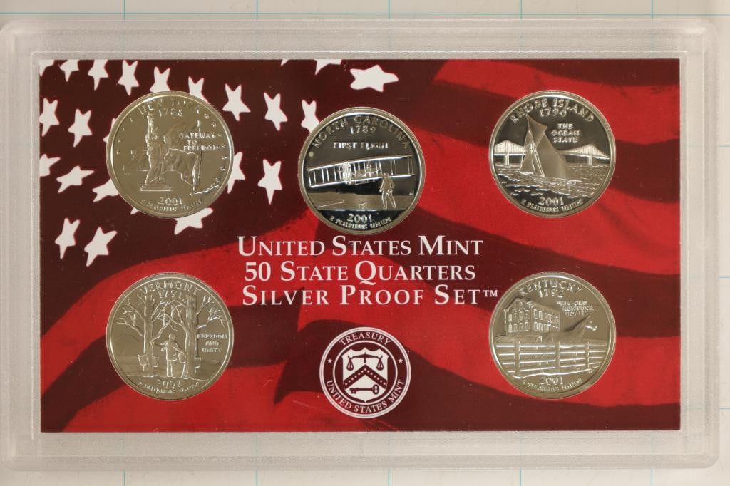 2001 SILVER US 50 STATE QUARTERS PROOF SET NO BOX (1 of 2)