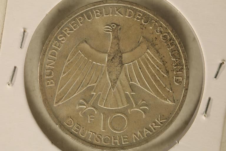 1972-F GERMAN SILVER 10 MARK UNC .3115 OZ. ASW (1 of 2)