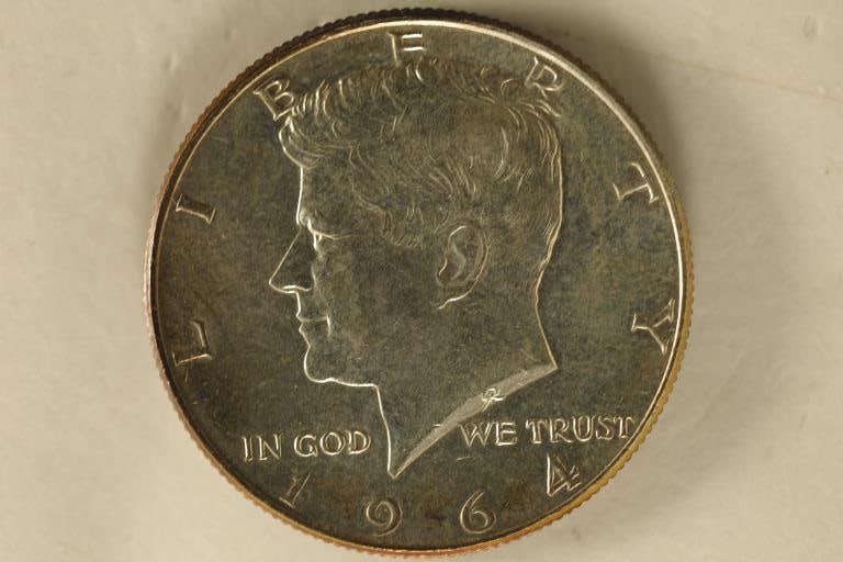 1964 US 90% SILVER KENNEDY HALF DOLLAR TONED (1 of 2)