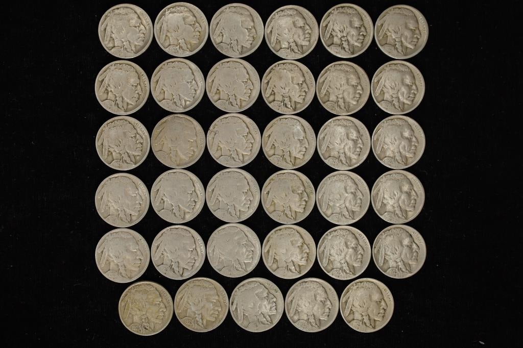 35 ASSORTED BUFFALO NICKELS: 1920-1929 (1 of 2)
