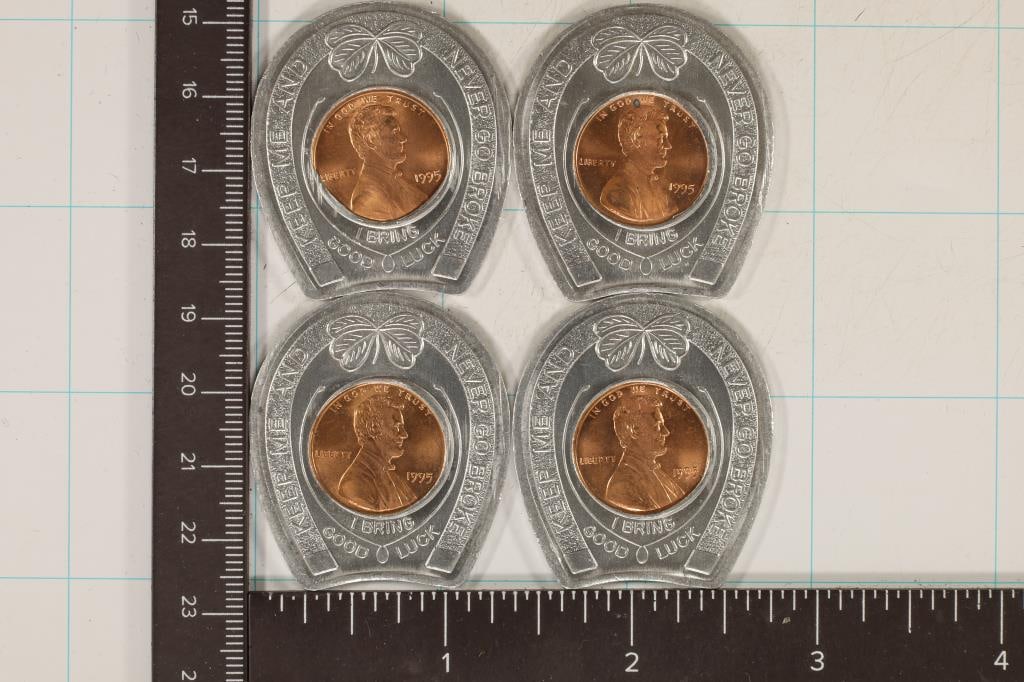4-ENCASED 1995 LINCOLN CENTS UNC HORSESHOE (1 of 2)