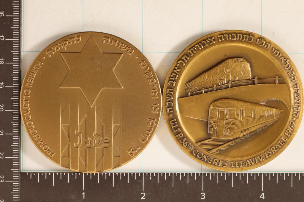 2-ISRAEL 2 1/4" MEDALS EDGE MARKED: WORLD (1 of 2)