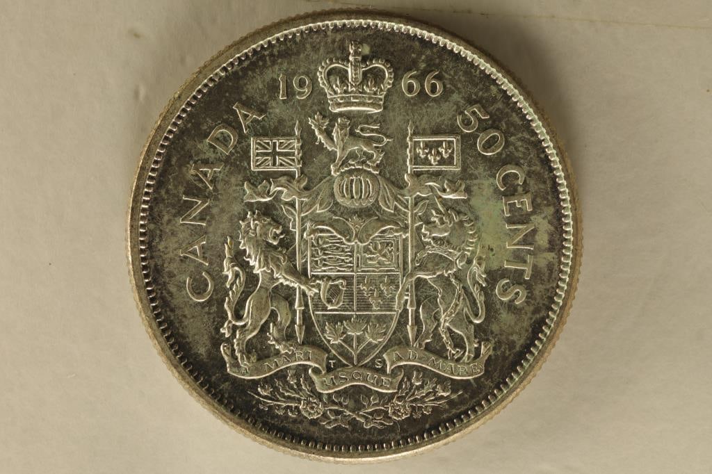1966 CANADA SILVER 50 CENTS .300 OZ. ASW TONING (1 of 2)