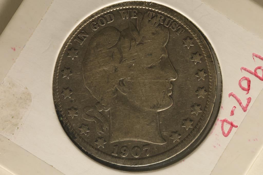 1907-D SILVER BARBER HALF DOLLAR (1 of 2)